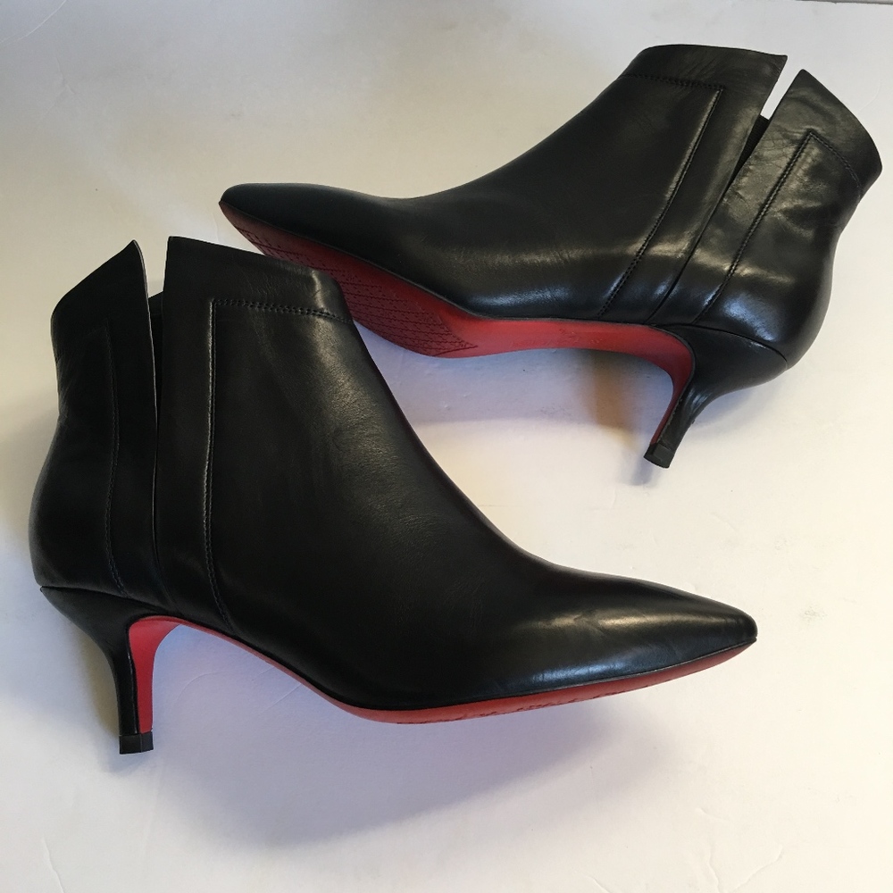 Basic Anywear Ankle Bootie Black Leather Red Sole